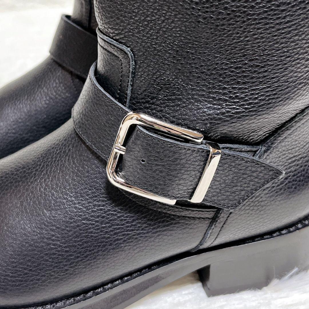 【極美品】ルタロン ミドル丈 ブーツ 22.5 エンジニア 黒 シボ感 金具