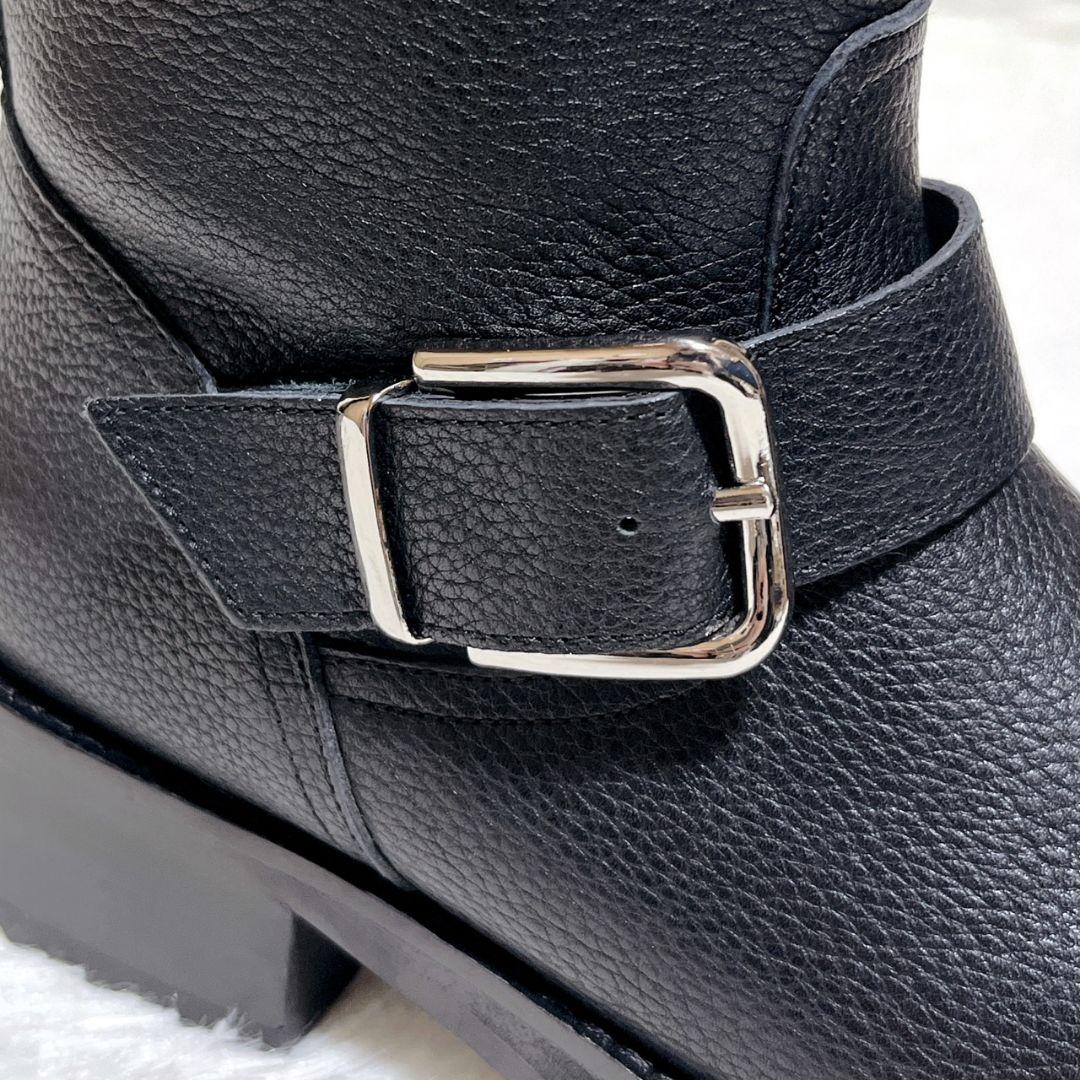 【極美品】ルタロン ミドル丈 ブーツ 22.5 エンジニア 黒 シボ感 金具