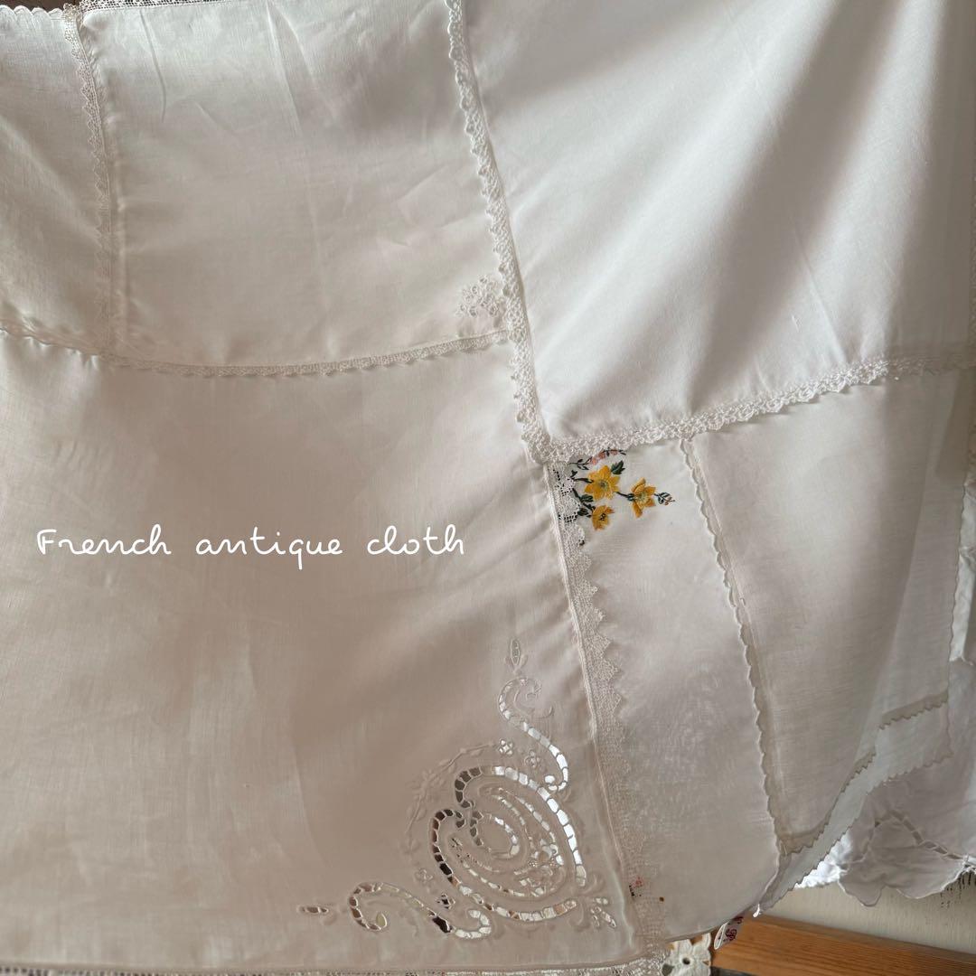 フランスアンティーク花柄刺繍レースクロスカーテンஐ④