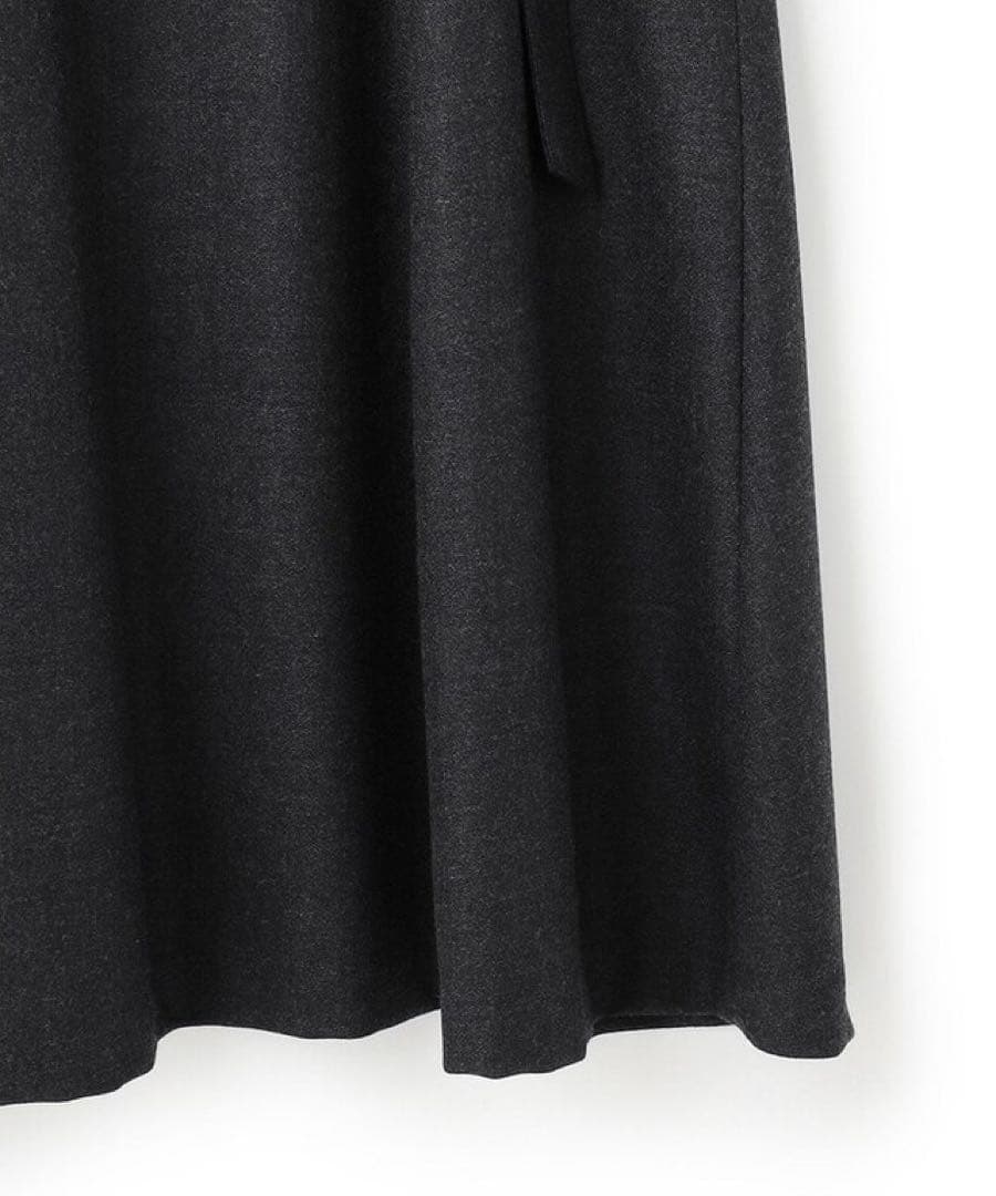 訳あり美品23区 ウールジョーゼット フィットアンドフレア ワンピース38グレー