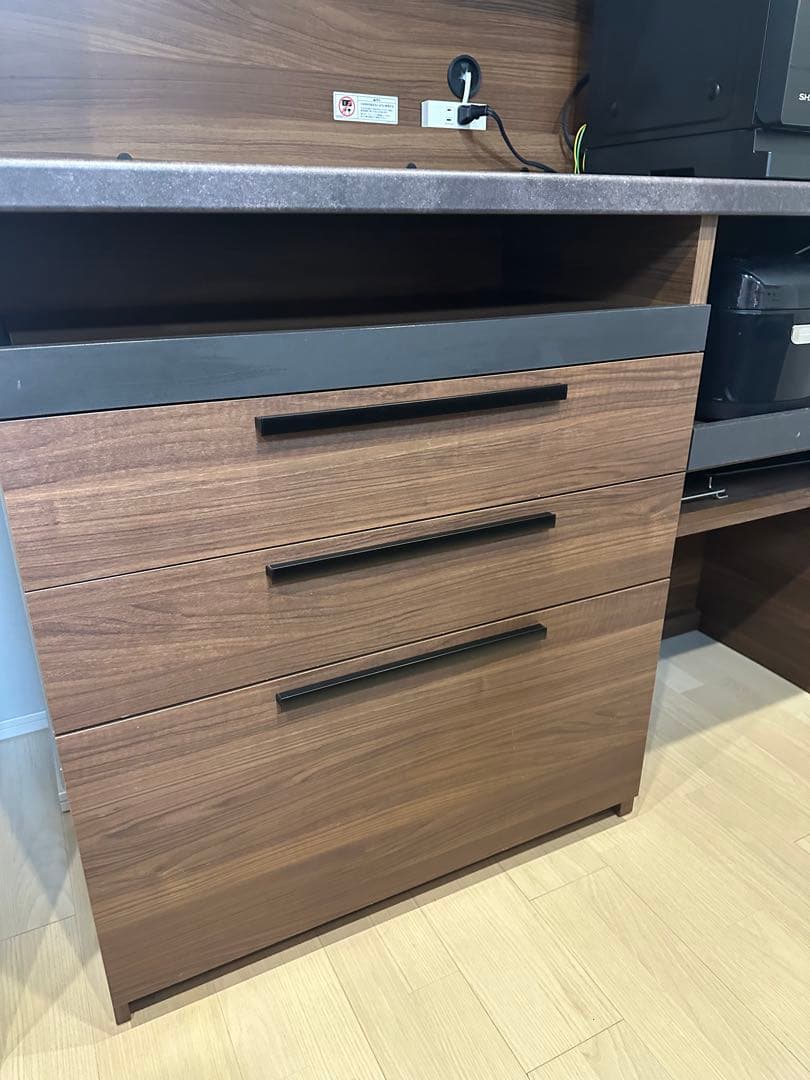 パモウナ 食器棚 キッチンボード 引き戸 キッチン収納 ウォールナット