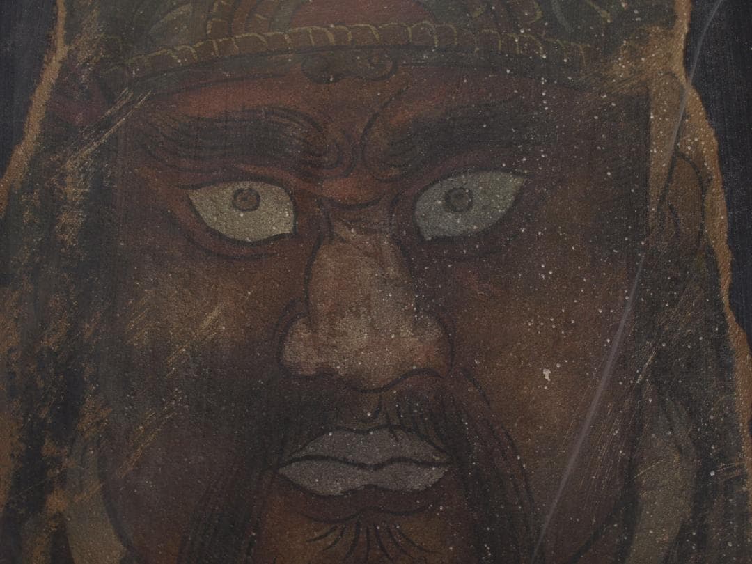 骨董市掘り出し品 中国唐時代　敦煌莫高窟壁画 彩絵　人物像 AK1944A7-2