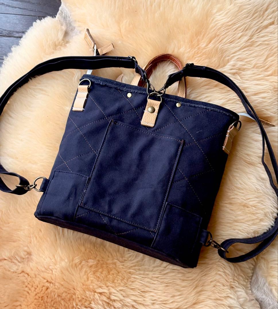 (手づくり)\"おしゃべりな夜空\"ネコたちのリュックショルダートートバッグ