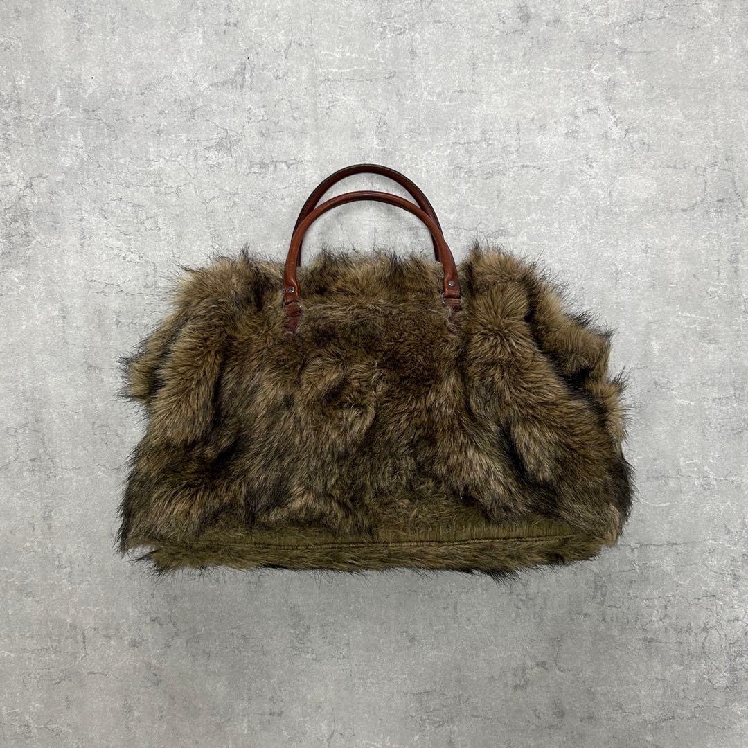 バッグ 70s vintage faux fur leather boston bag