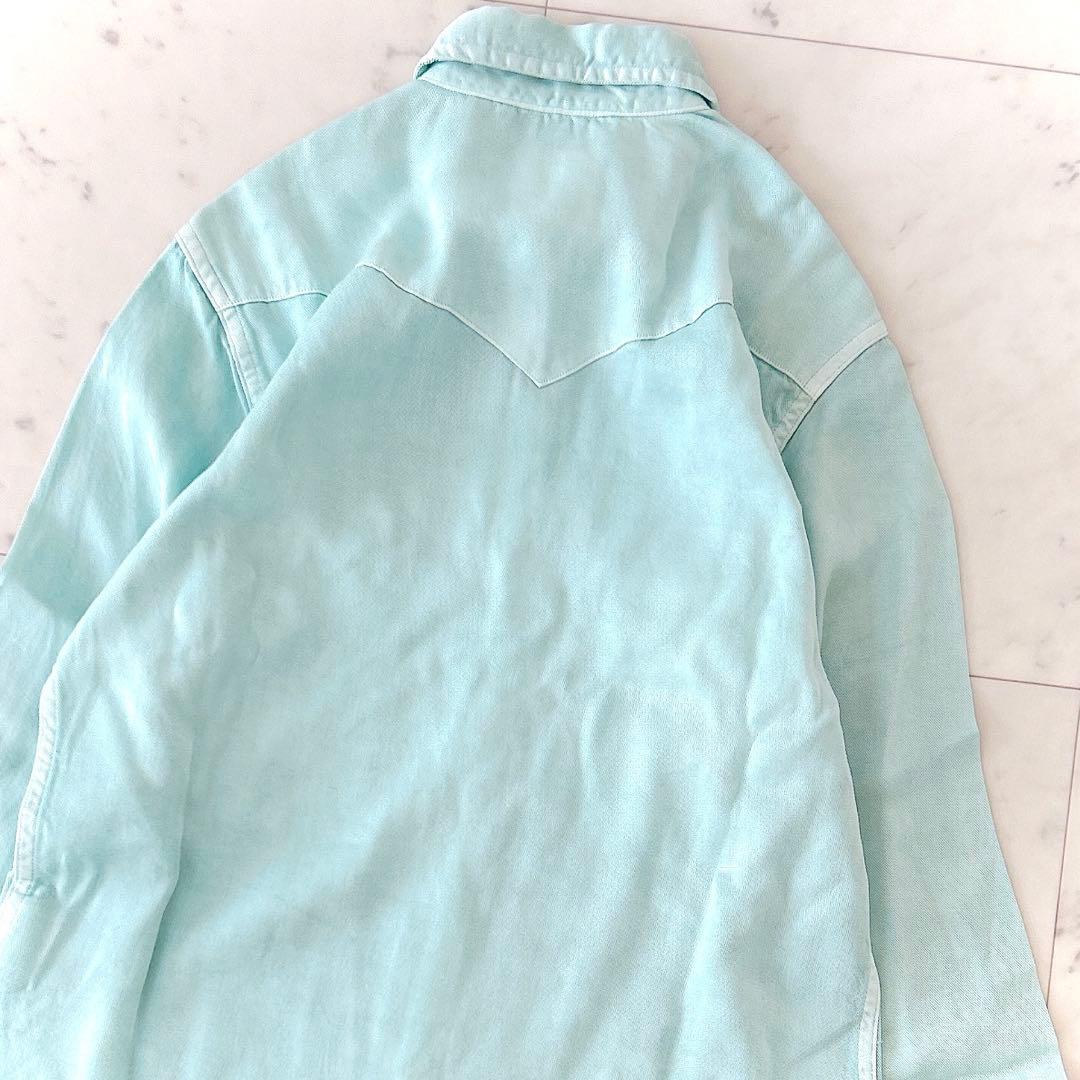 美品 マディソンブルー ウエスタンシャツ ライトブルー 長袖シャツ 02 刺繍