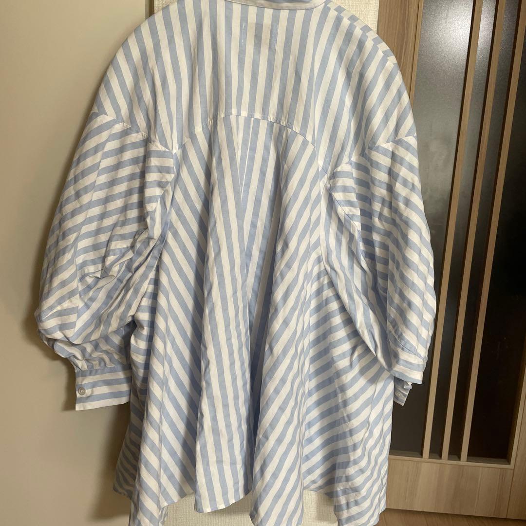 LINKABLE リンカブル　ブルーストライプ餃子ブラウス　シャツ