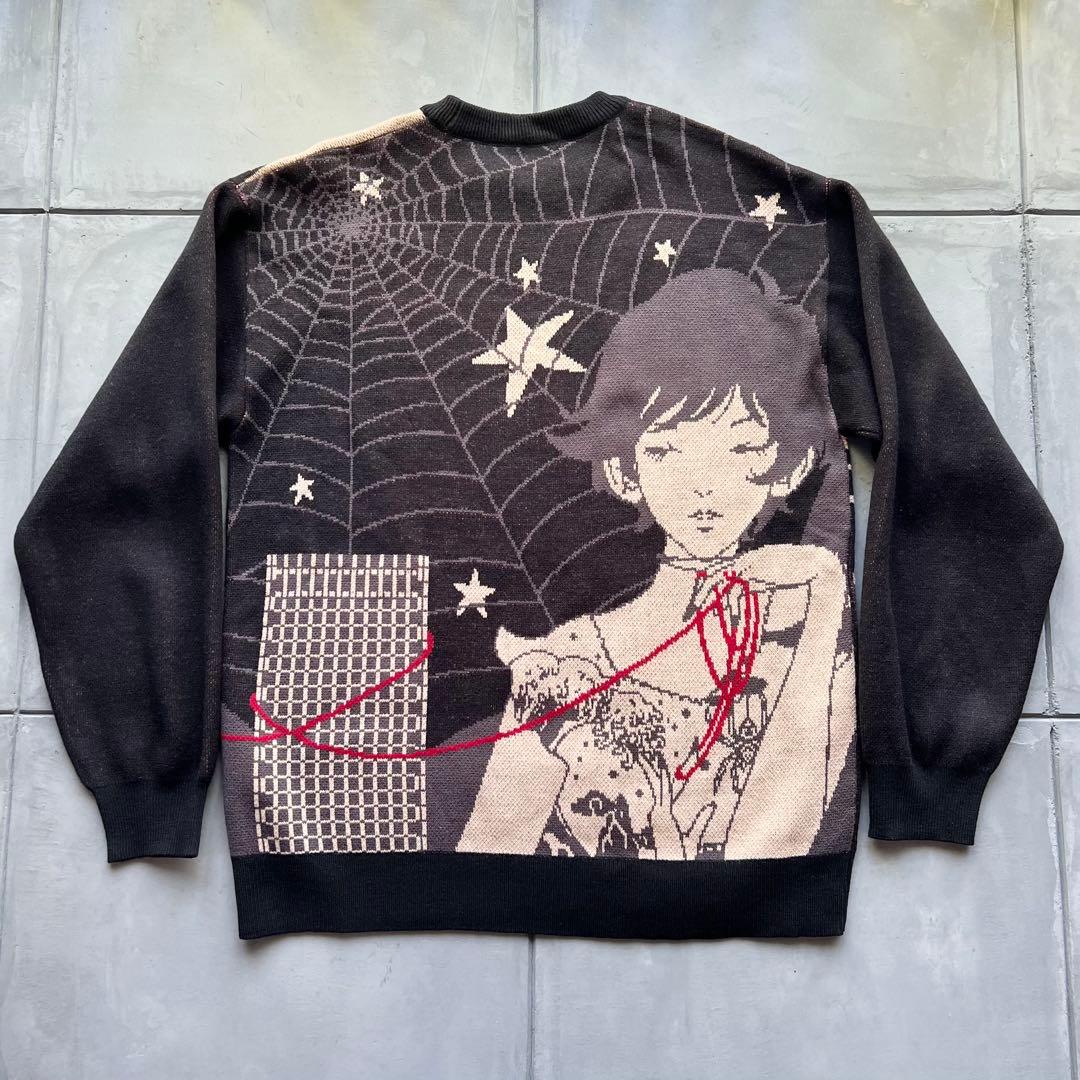 希少グラニフ 中村佑介 Re:繋がる ウォッシャブルジャカードニットL アジカン