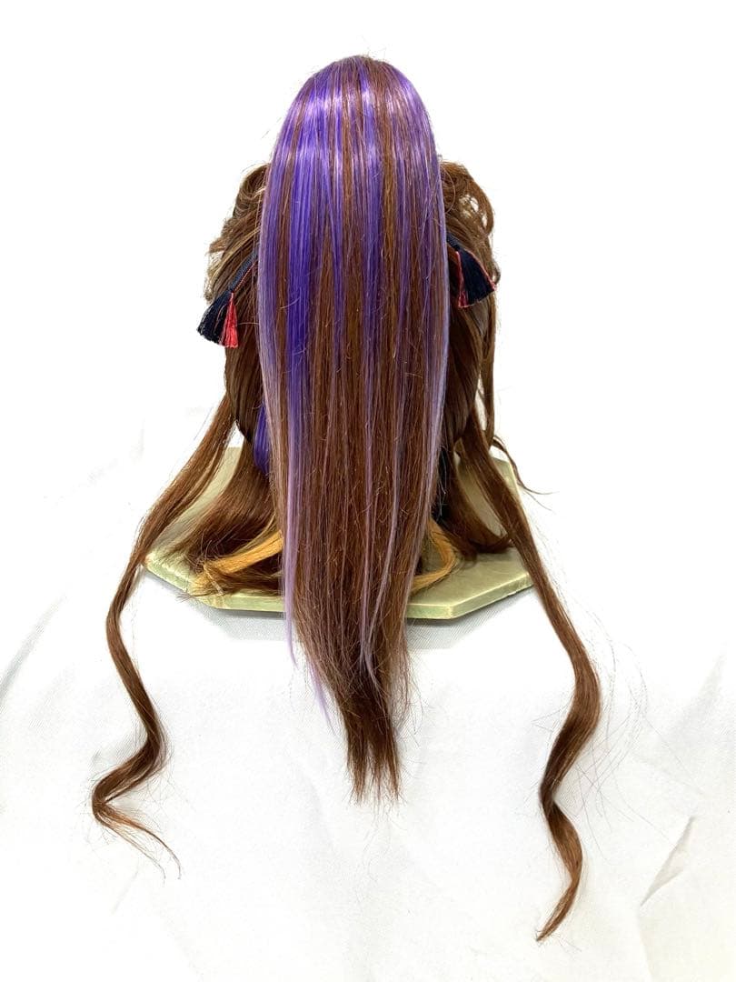 創作グラデーション、耐熱パープルプラス、大サイズ、中古大衆演劇かつら、舞踊かつら