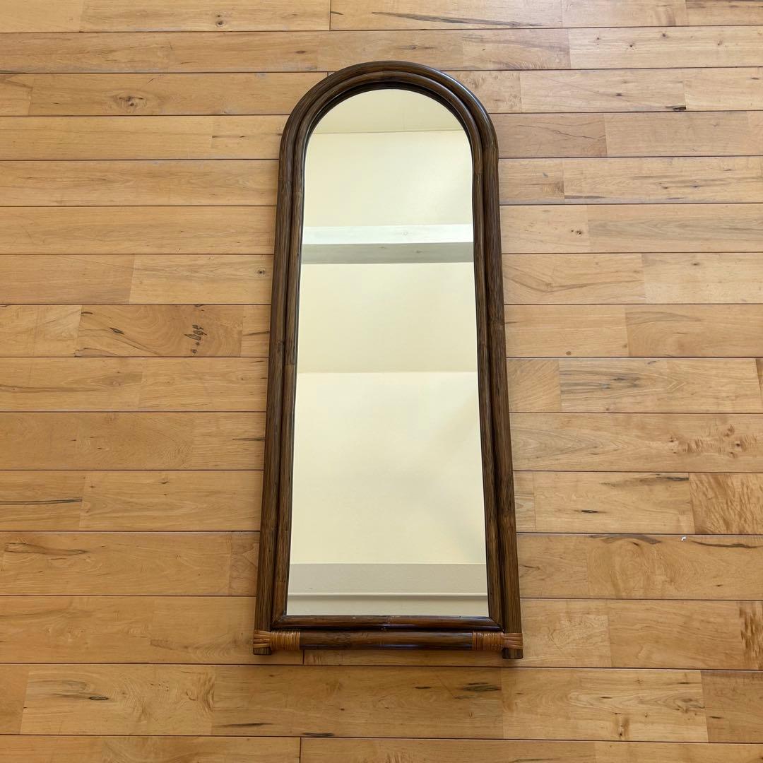 ☆アンティーク☆ビンテージ　ラタン　姿見　96cm 籐　鏡　ミラー