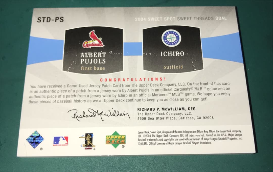 イチロー & プホルス Sweet Threads Patch