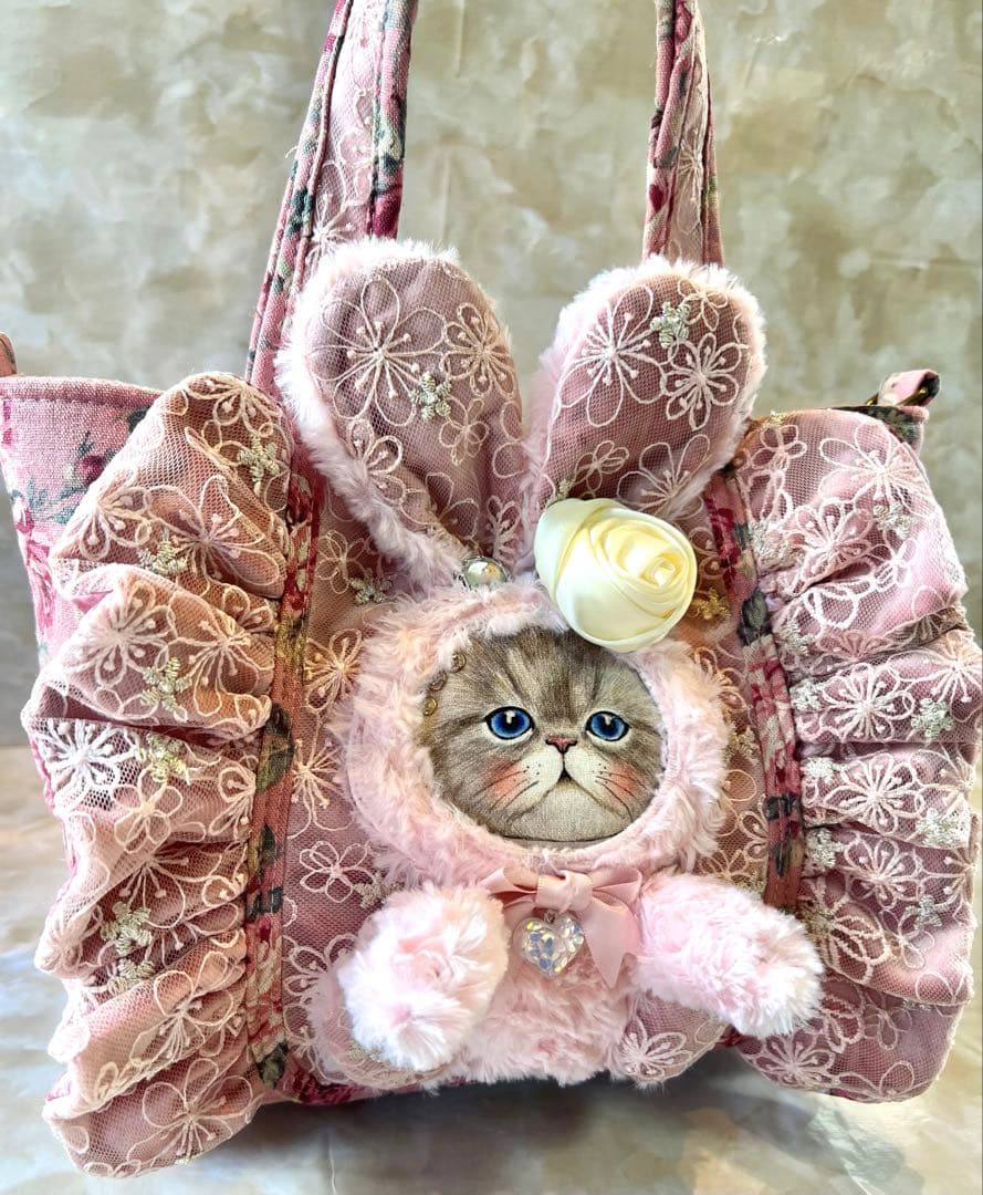 コヤンイサムチョン　アンティックローズ×ラメレース　ふわふわフリルバッグ