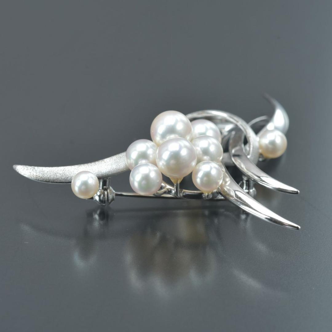美品 TASAKI フラワー ブローチ パール幅6.9mm SV パール 本真珠