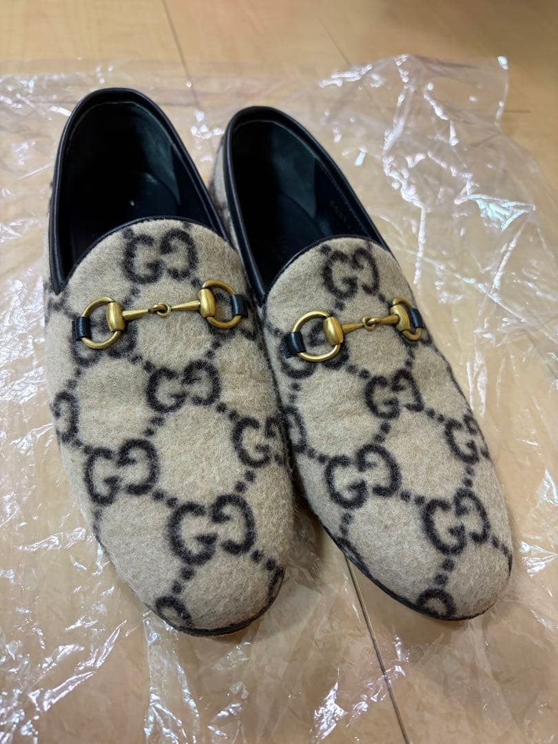 【GUCCI 】ホースビットローファー 36べージュ GGパターン　レディース