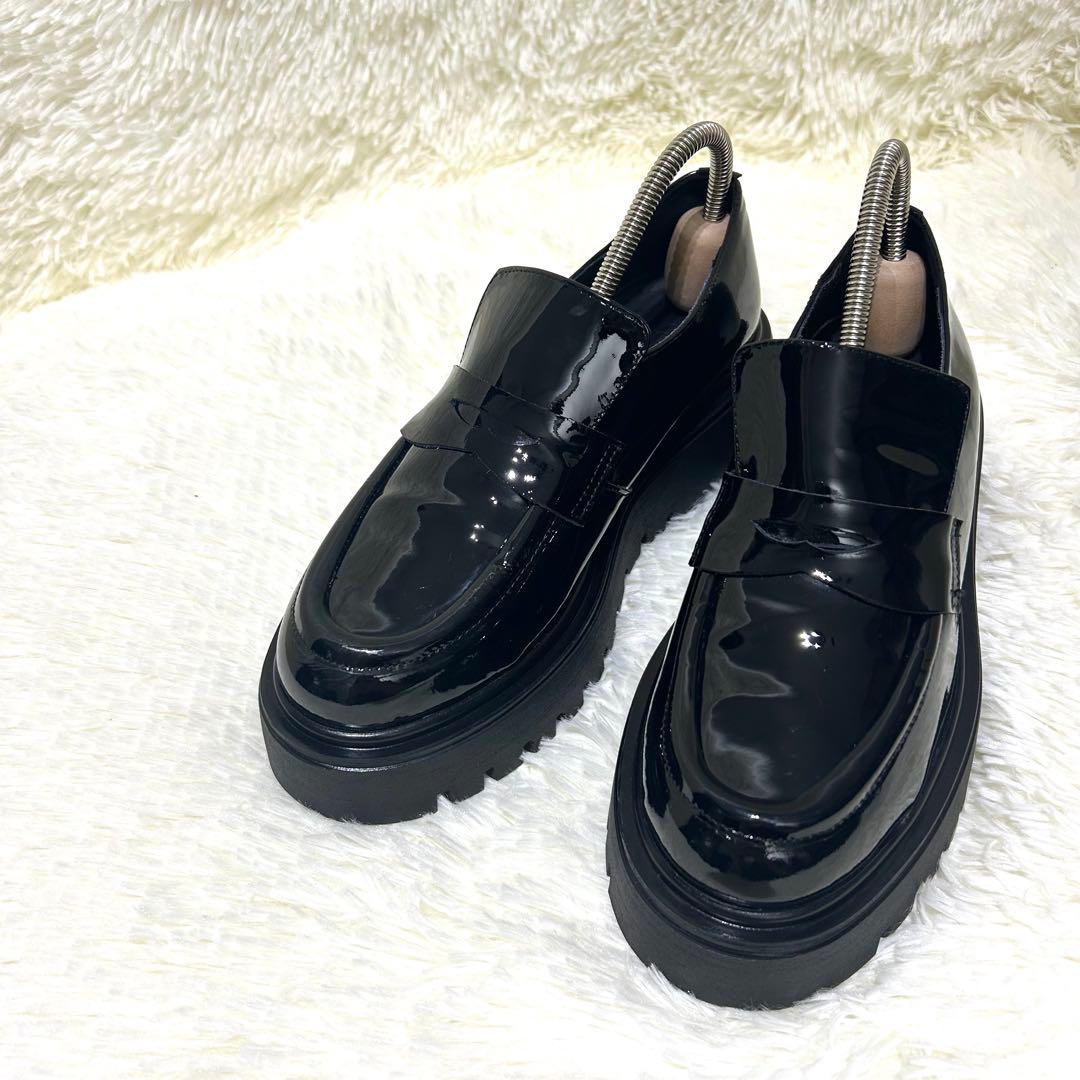 ほぼ新品✨コルソローマ CORSO ROMA 9 エナメル ローファー 厚底 黒