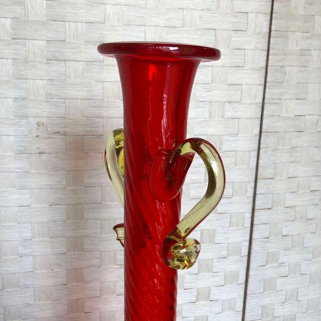 た60●豪華❗️高63cmツイスト 琉球ガラス花瓶