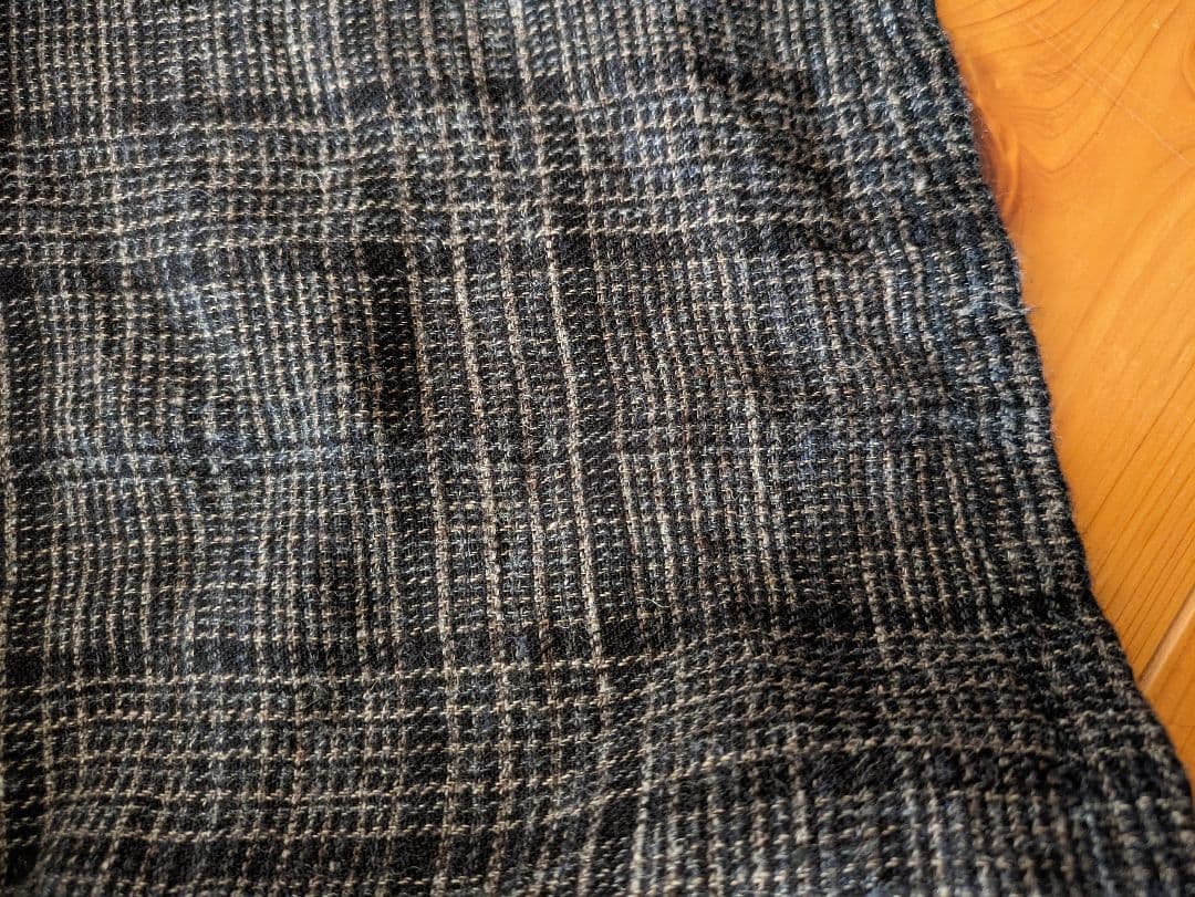 2024年　entwaボートネックギャザーブラウス　ウールリネンチェック