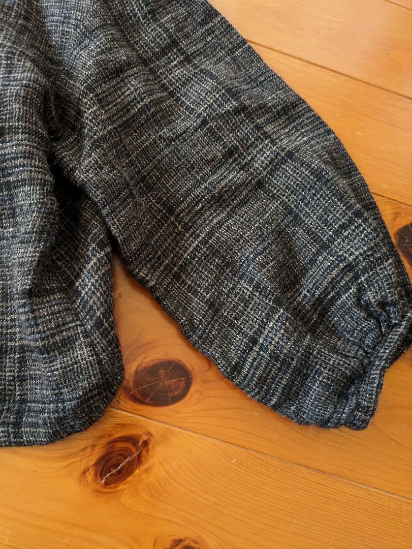 2024年　entwaボートネックギャザーブラウス　ウールリネンチェック