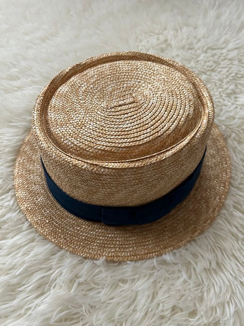 【田中帽子店】カンカン帽　ナチュラル　ポークパイ型　麦わら帽子　日本製　59㎝