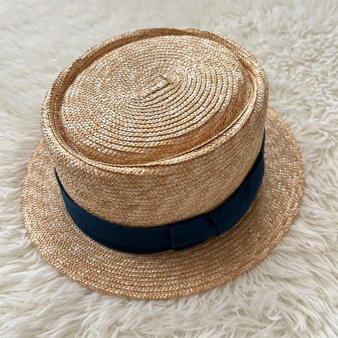 【田中帽子店】カンカン帽　ナチュラル　ポークパイ型　麦わら帽子　日本製　59㎝
