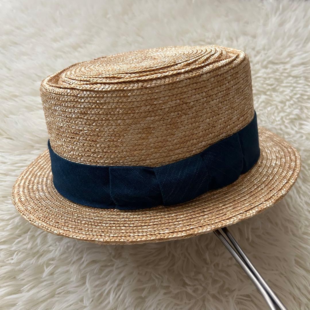 【田中帽子店】カンカン帽　ナチュラル　ポークパイ型　麦わら帽子　日本製　59㎝