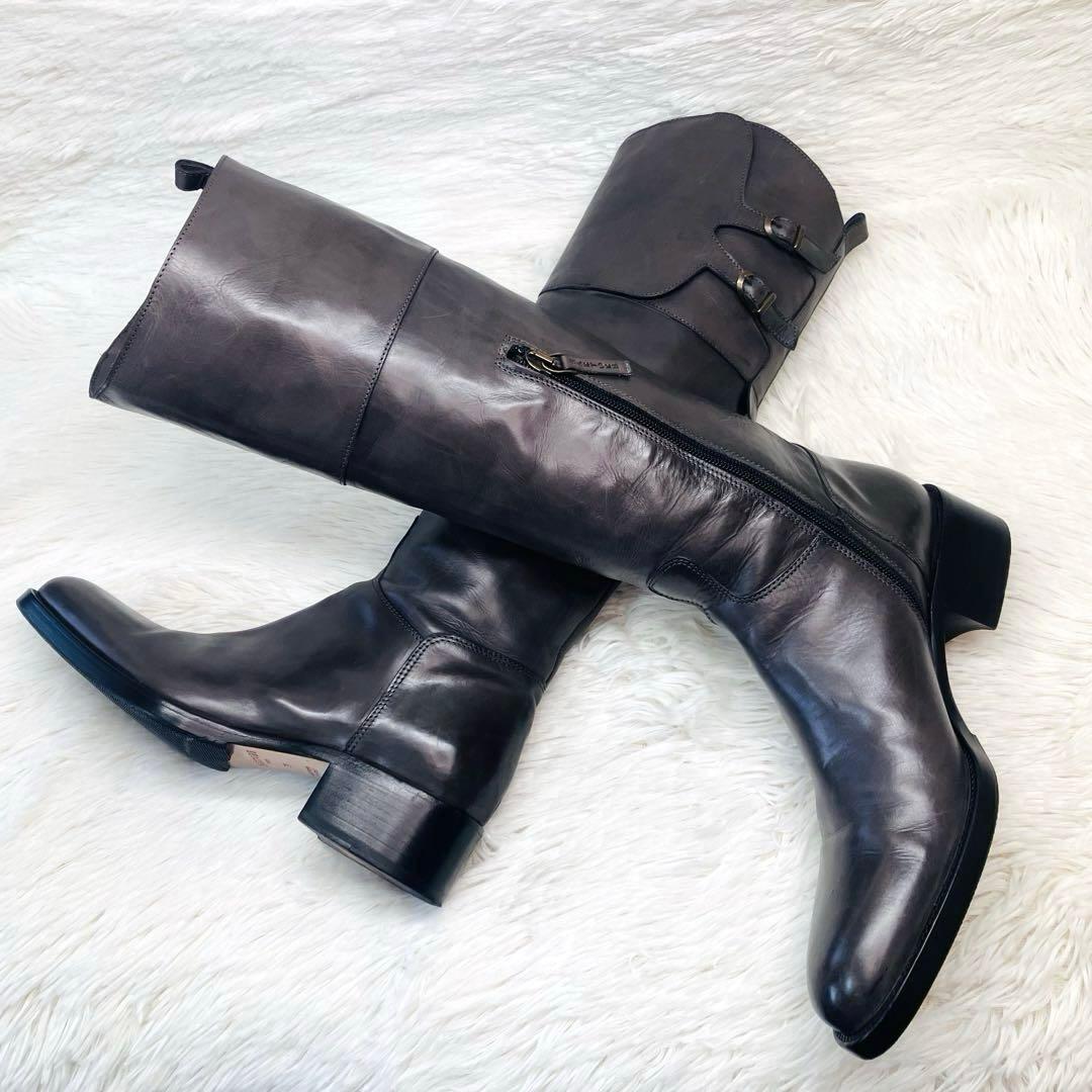 【希少色】SARTORE 38 グレージュダブルストラップ　サイドジップ　ロング