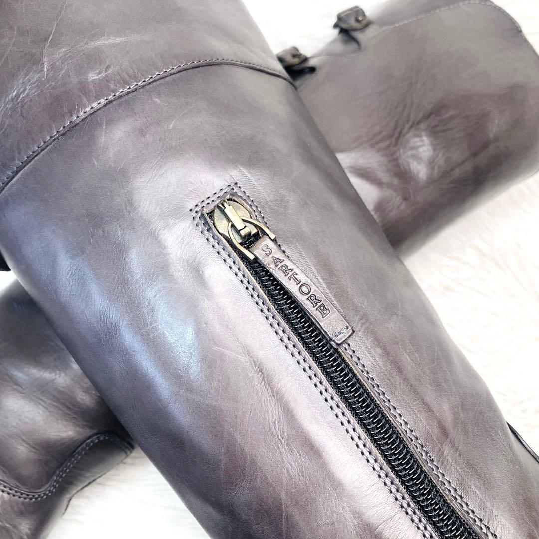 【希少色】SARTORE 38 グレージュダブルストラップ　サイドジップ　ロング