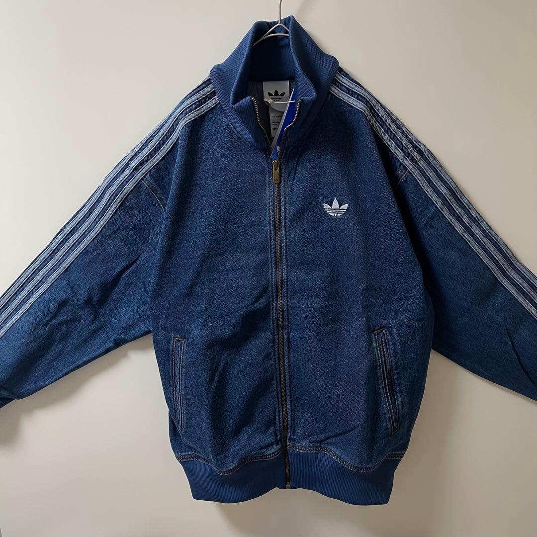 新品XS】アディダス　デニムジャケットファイヤーバードトラック インディゴブルー