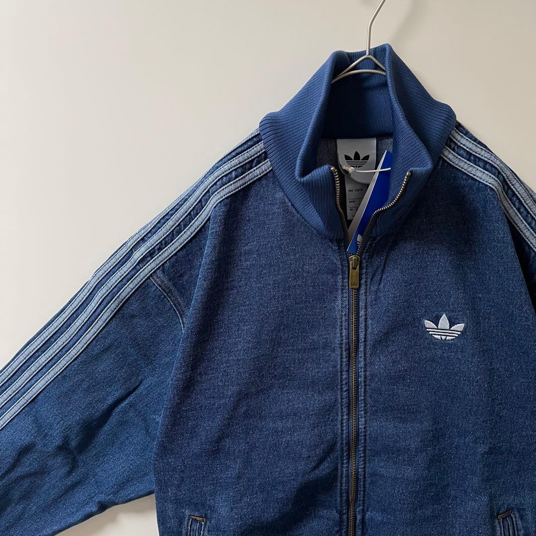 新品XS】アディダス　デニムジャケットファイヤーバードトラック インディゴブルー