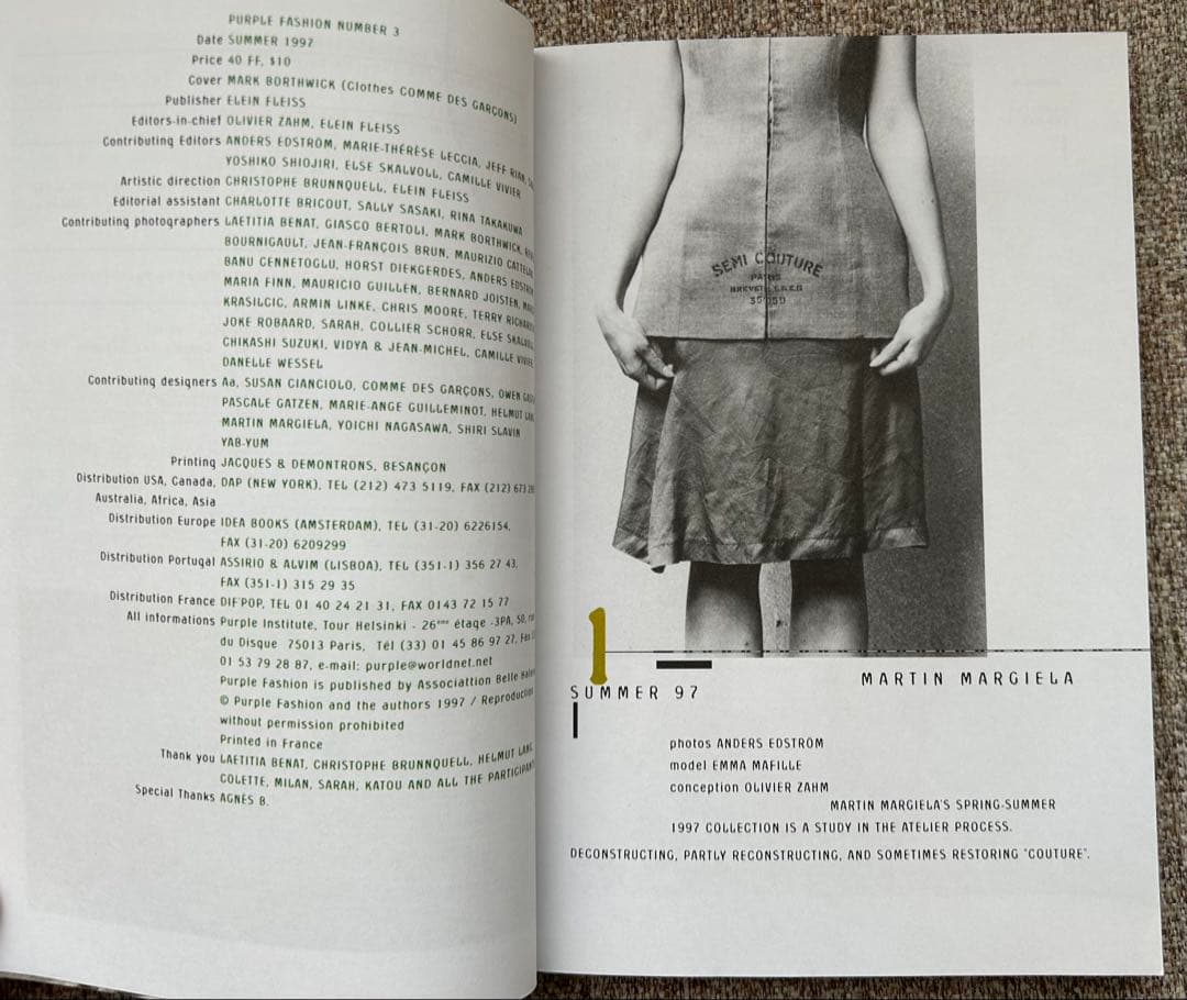 洋書 purple fashion Number 3 Summer 1997