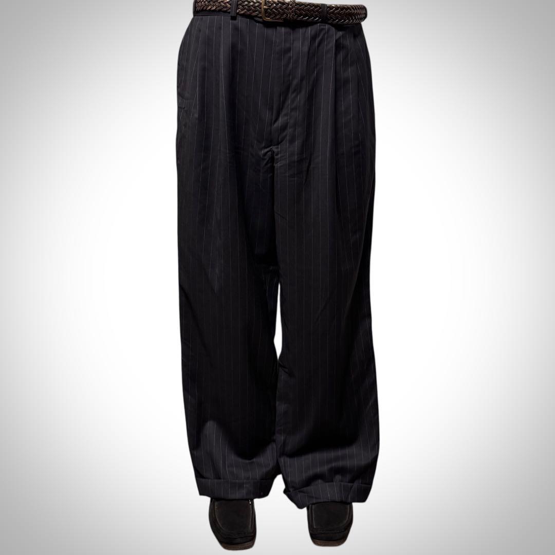 希少【90's】ローレンラルフローレン　ワイドストライプスラックス　W35L32