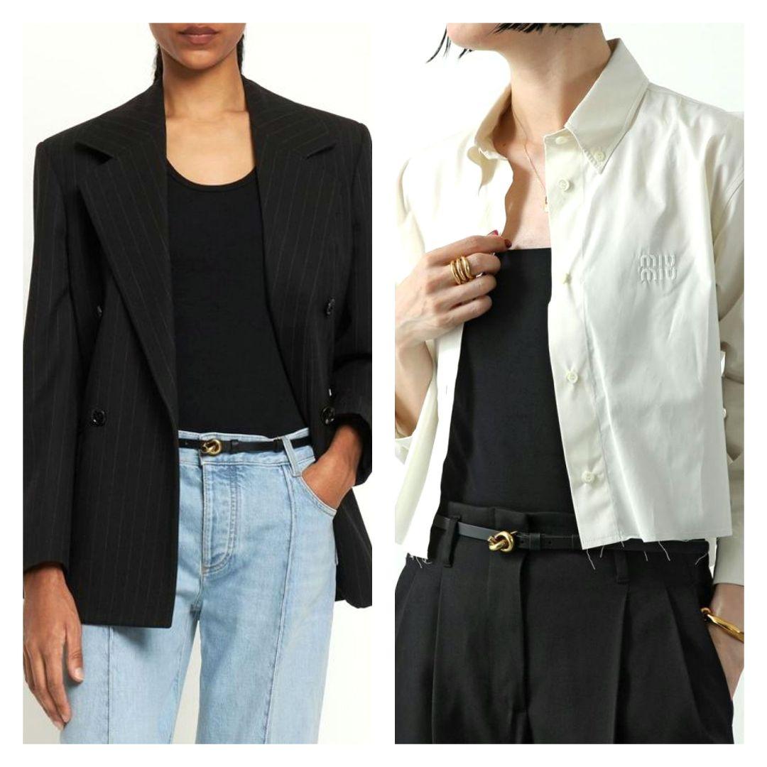 ボッテガヴェネタ VALKO ゴールド金具 レザー ナローベルト 24SS 美品