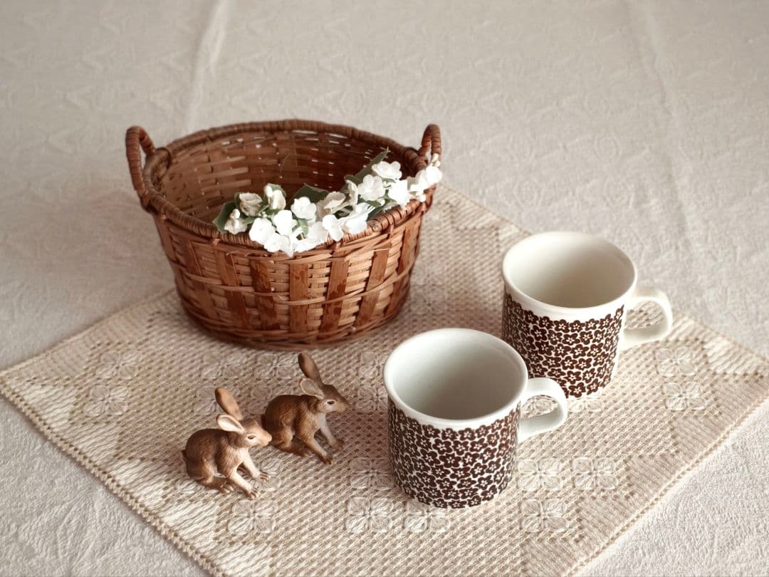 * vintage basket ❀ 両側 持ち手の * バスケット