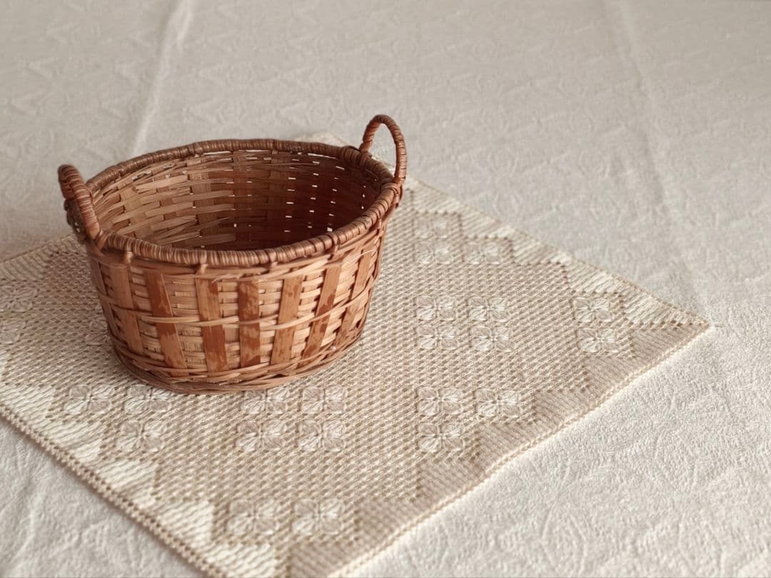 * vintage basket ❀ 両側 持ち手の * バスケット