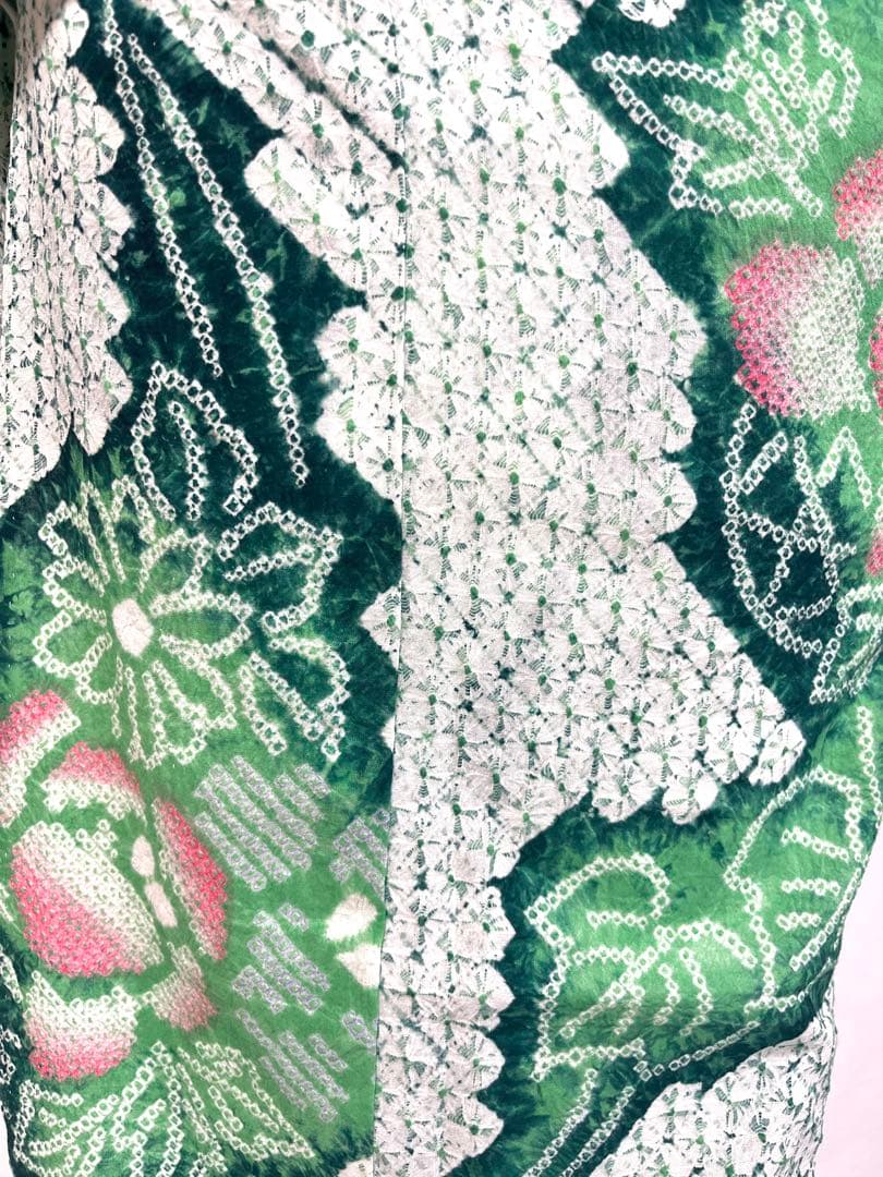 【美おり】YK52002 浴衣 有松絞り 浴衣 花柄 みどり色 トールサイズ