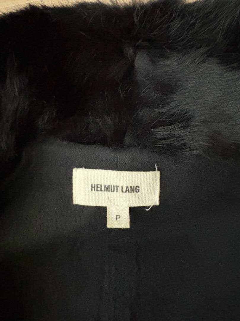 HELMUT LANG ヘルムートラングファーラムレザー付アシンメトリーコート