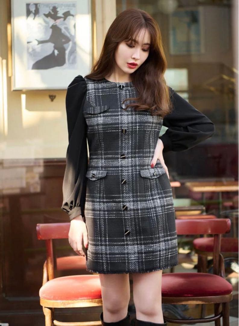 なのか様 Herlipto Gabriel tweed mini dress