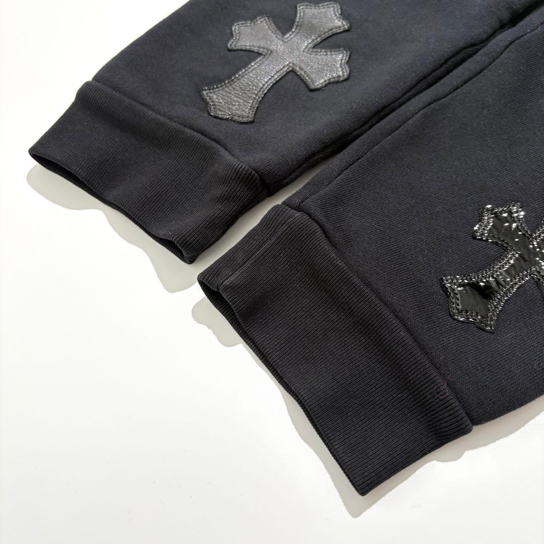 【極美品】CHROME HEARTS スウェット レザーパッチ ブラック XS