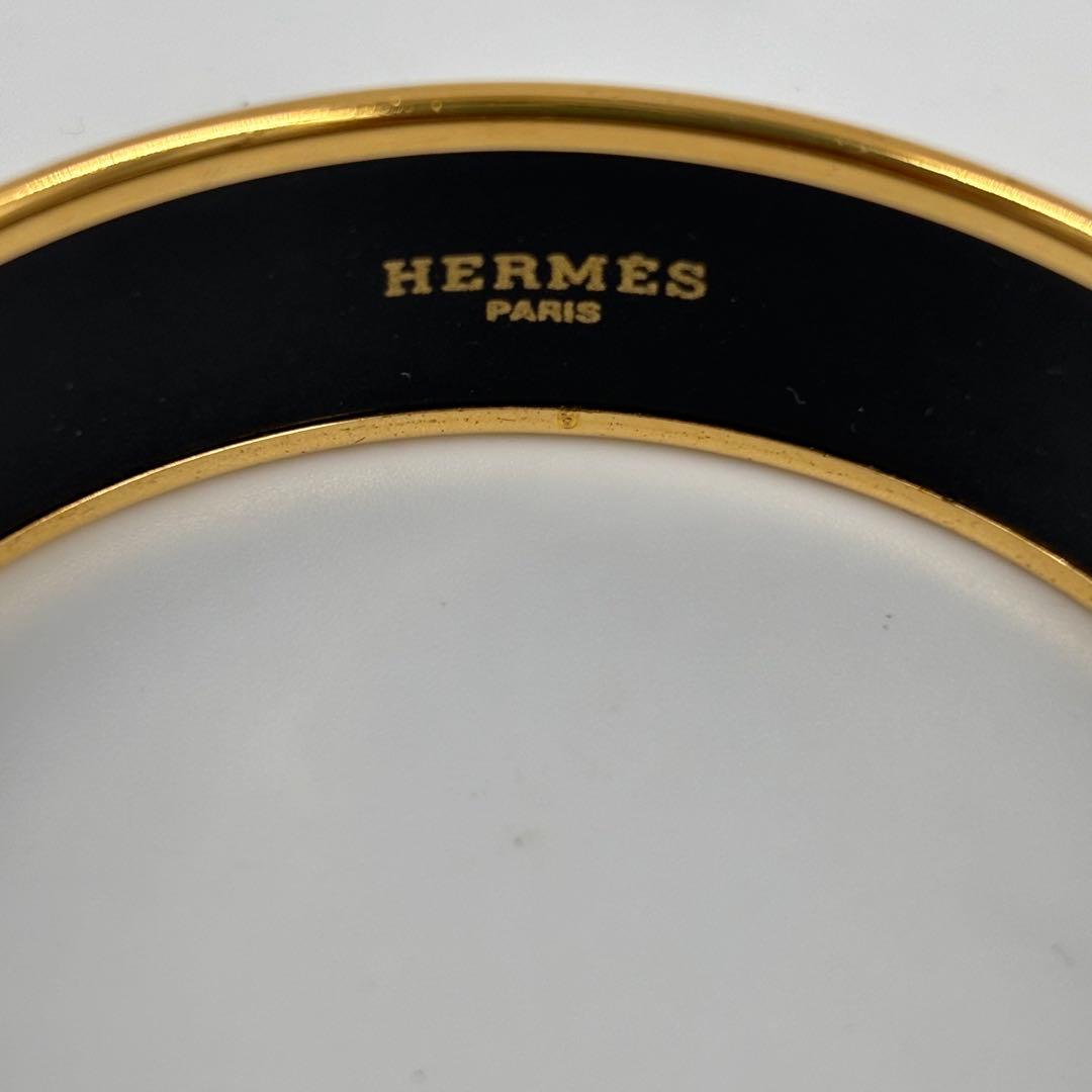 エルメス HERMES バングル エマイユGM ゴールド 茶 ベージュ アニマル