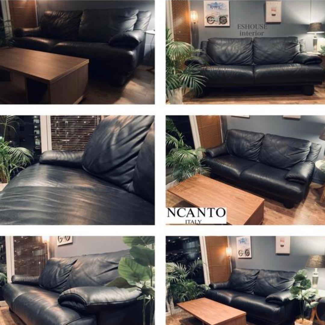 首都圏送無料〜　イタリア　インカント　総本革　約40万　クリーム系　極上　ソファ