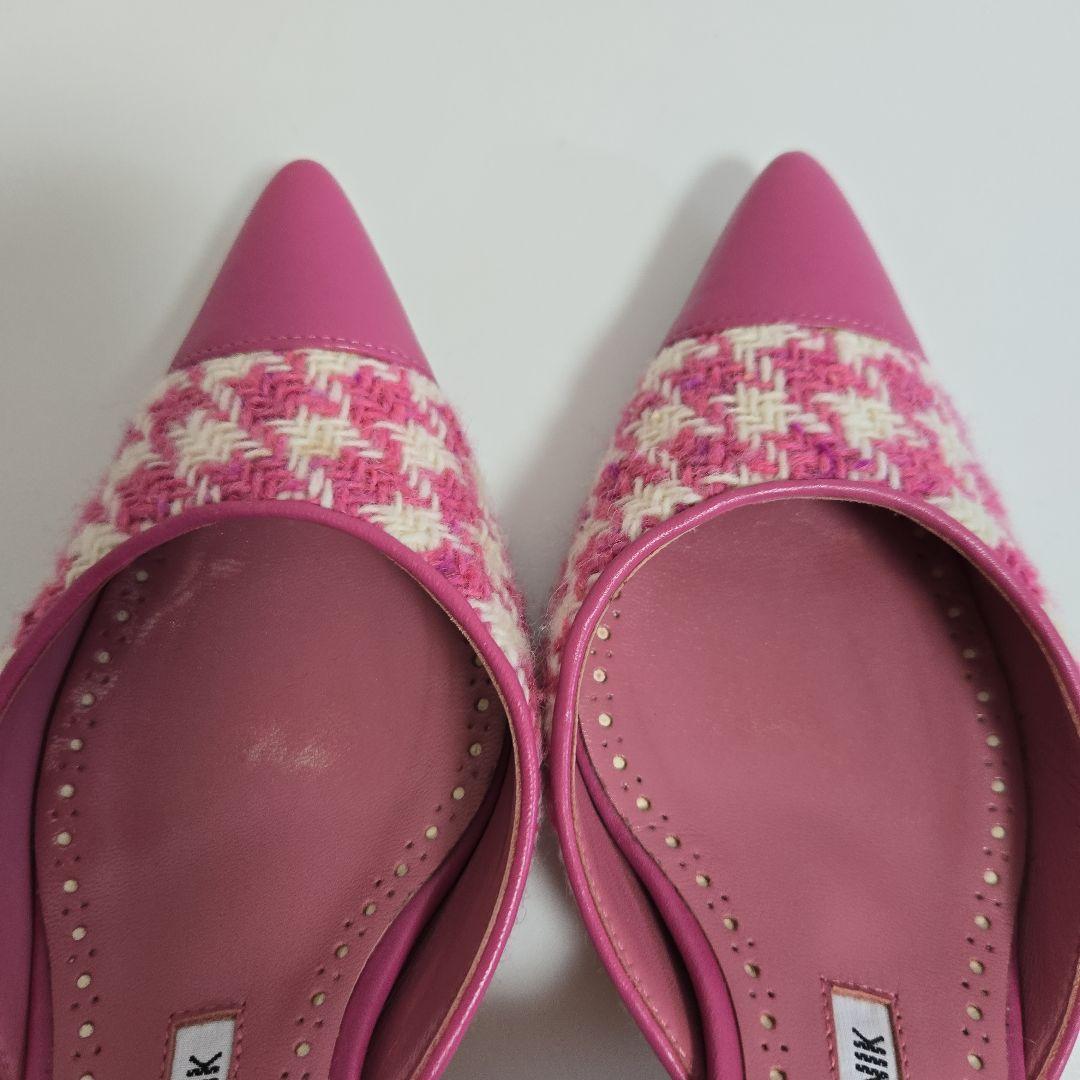 MANOLO BLAHNIK ピンクスリングバックミュール