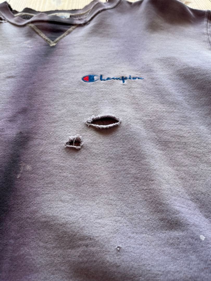 90's☆Champion☆超鬼フェード☆ペンキ☆ダメージボロスウェット