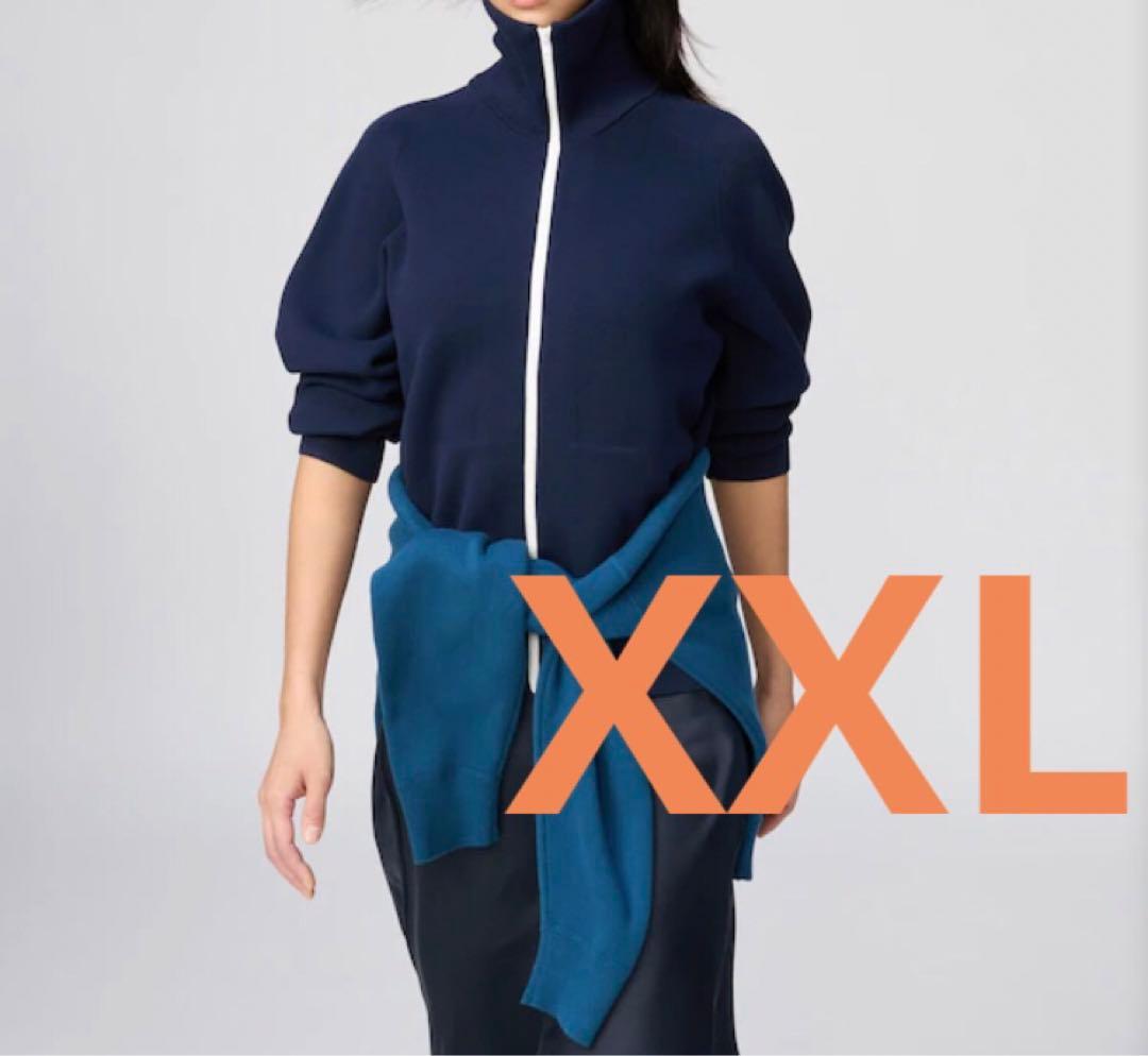 ユニクロC　ミラノリブフルジップカーディガン XXL ネイビー　⑤