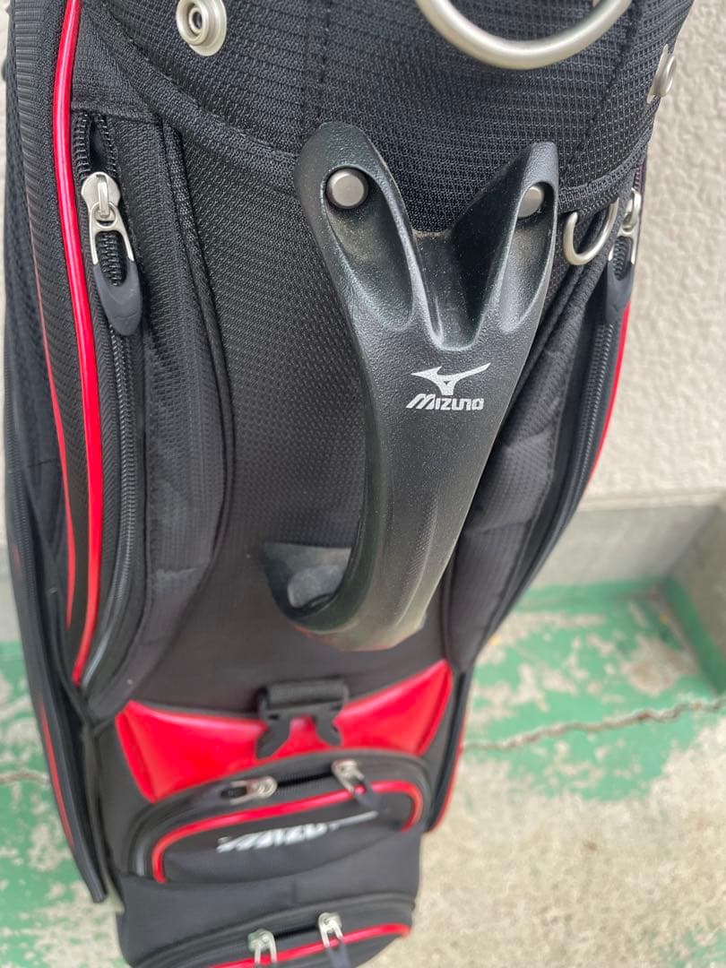 【美品・倉庫保管品】ミズノ　キャディーバッグ　ゴルフ　クラブケース　黒×赤