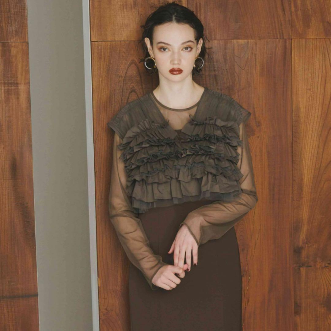 ANDRESD タフタチュールベストセットドレス ブラウン　niana GIRL