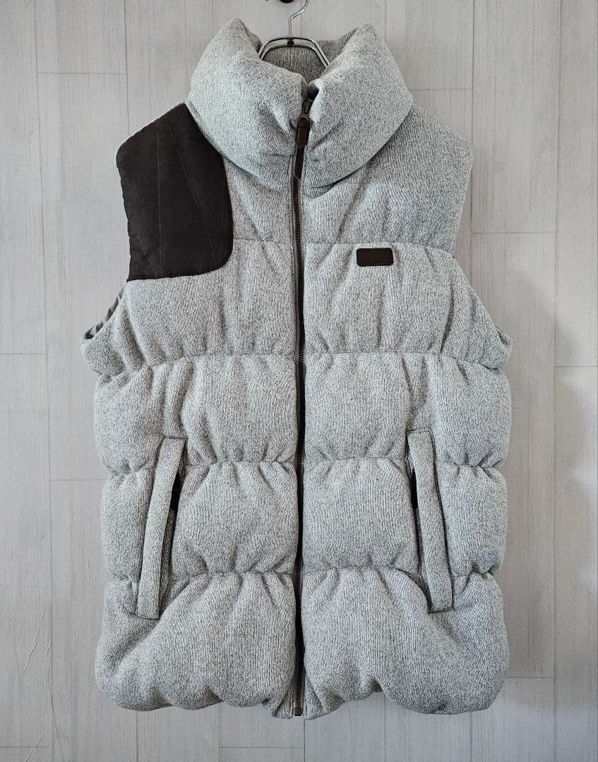 【希少】ノースフェイス ダウンベスト 韓国限定 ロゴワッペン グレー XL