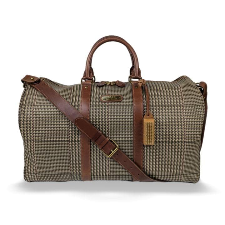 【極美品】ポロラルフローレン ボストンバッグ 千鳥柄 2way PVC レザー