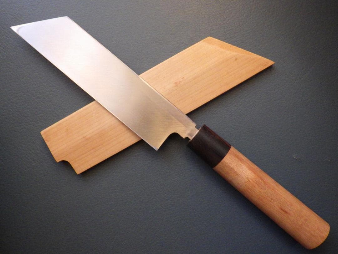 ゆ*ん様 ケンムキ包丁★白2鋼 185mmマチ 本鍛造・縞黒檀口輪柄★ 鞘付き