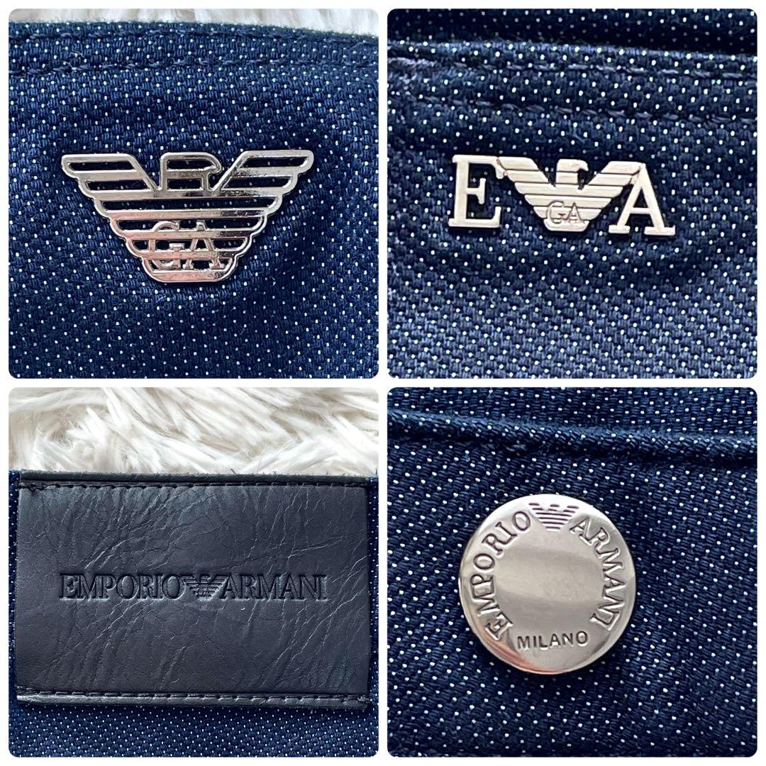 極美品✨エンポリオアルマーニ　ストレッチパンツ　イーグル金具　洗える　紺　2XL