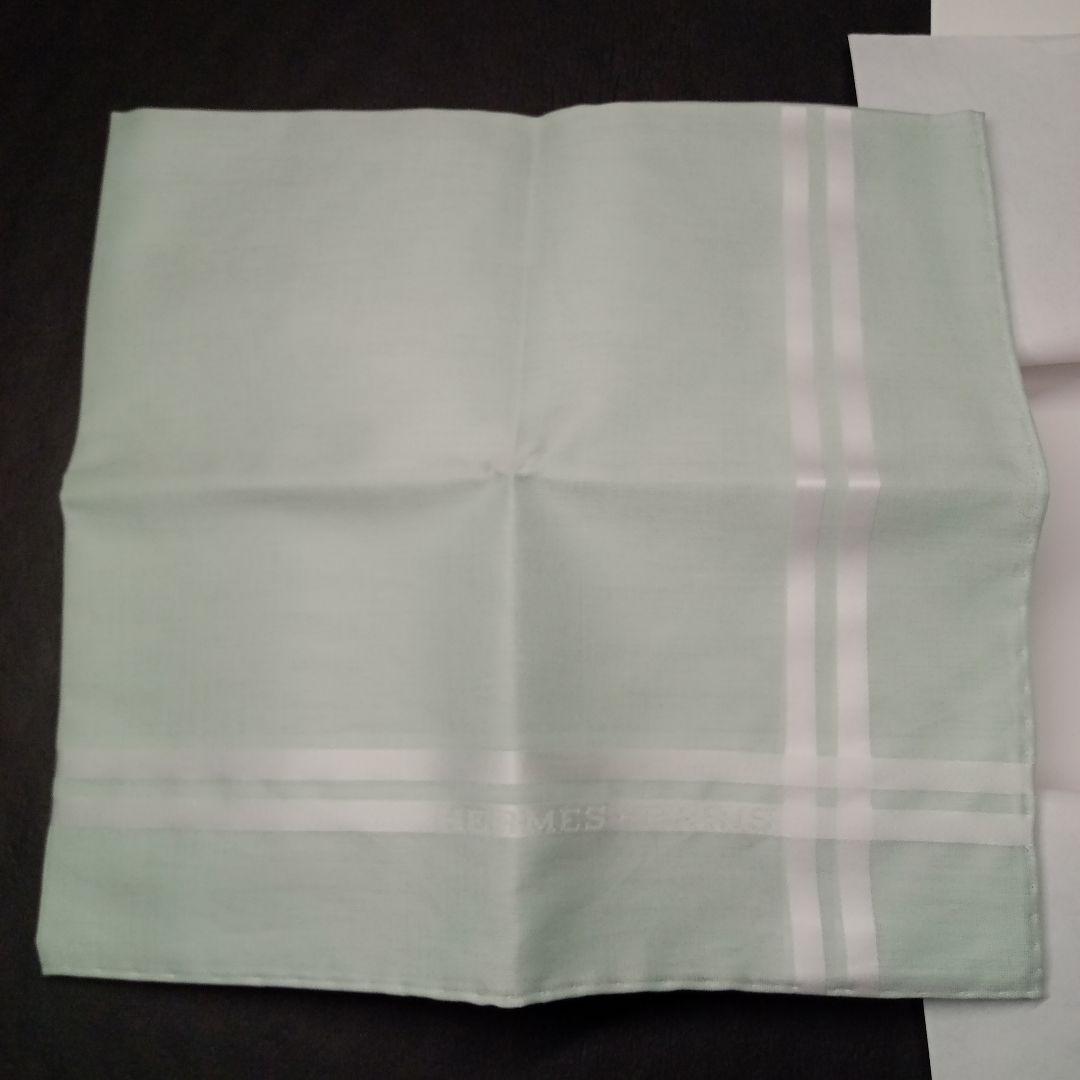 エルメス コットンハンカチ ミントグリーン HERMES