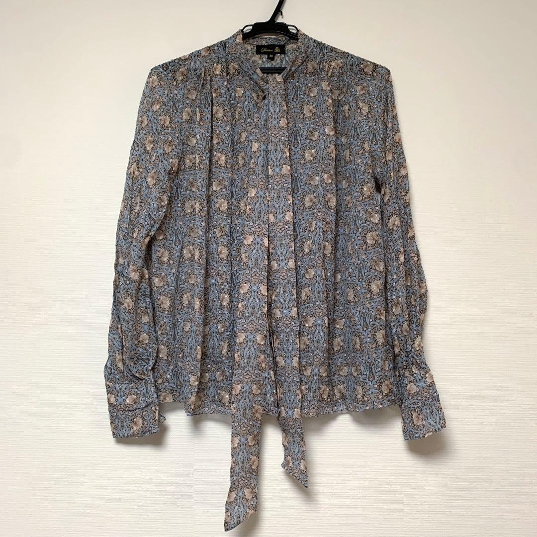 Drawer フラワープリントボウタイブラウス